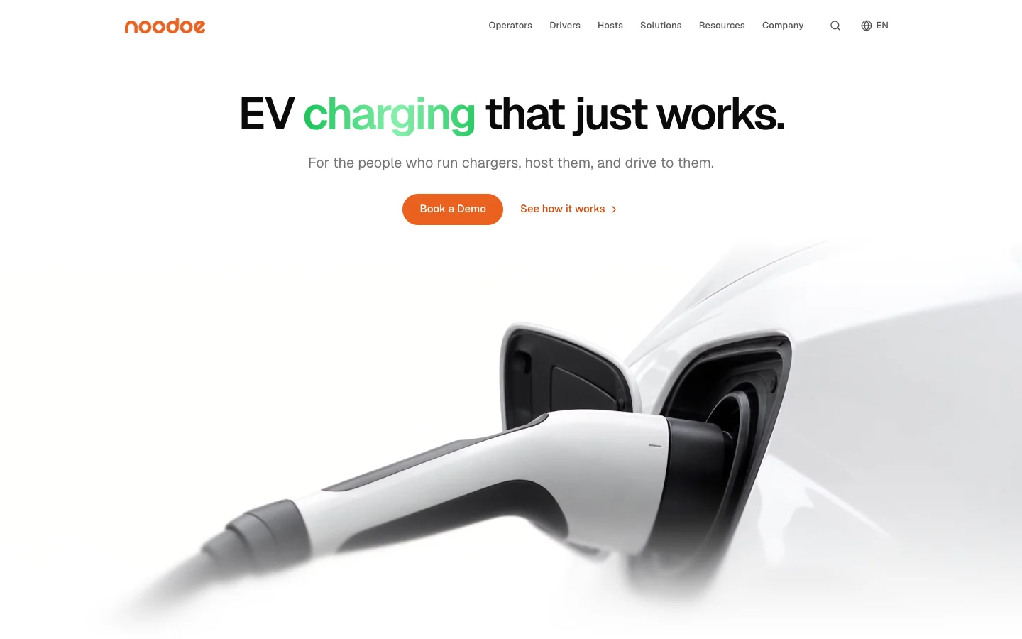 The new Noodoe homepage: EV charging that just works.